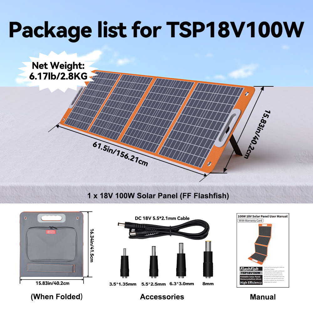 FlashFish G300+TSP60/TSP100 Solar Generator Kit | 222Wh Battery+60W/100W Solar Panel