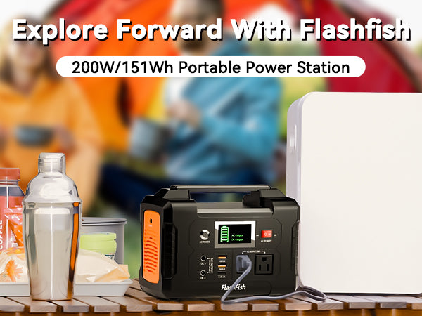 FlashFish E200 Solar Gnerator Kit丨AC Output 200W, 151Wh Battery, 50W / 60W Solar Panel