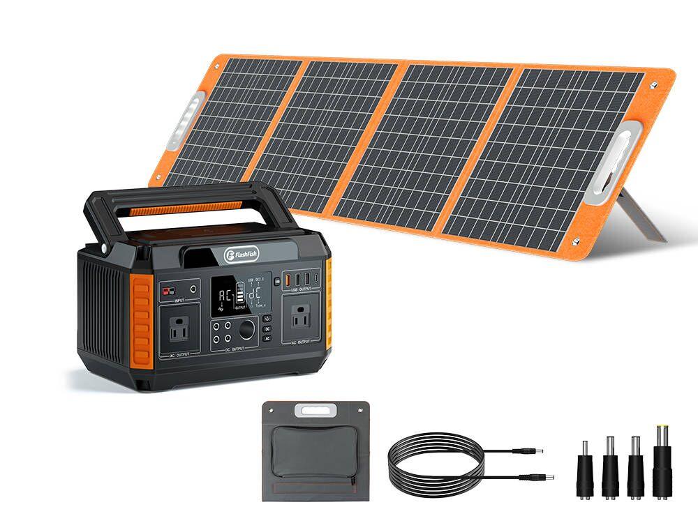 FlashFish P60+TSP100 Solar Generator Kit | 520Wh Battery+100W Solar Panel