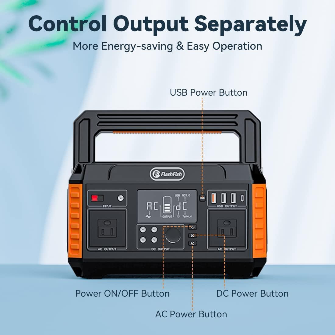 FlashFish P60 Portable Power station | 560W 520Wh/140400mAh - Flashfish Solar Generator