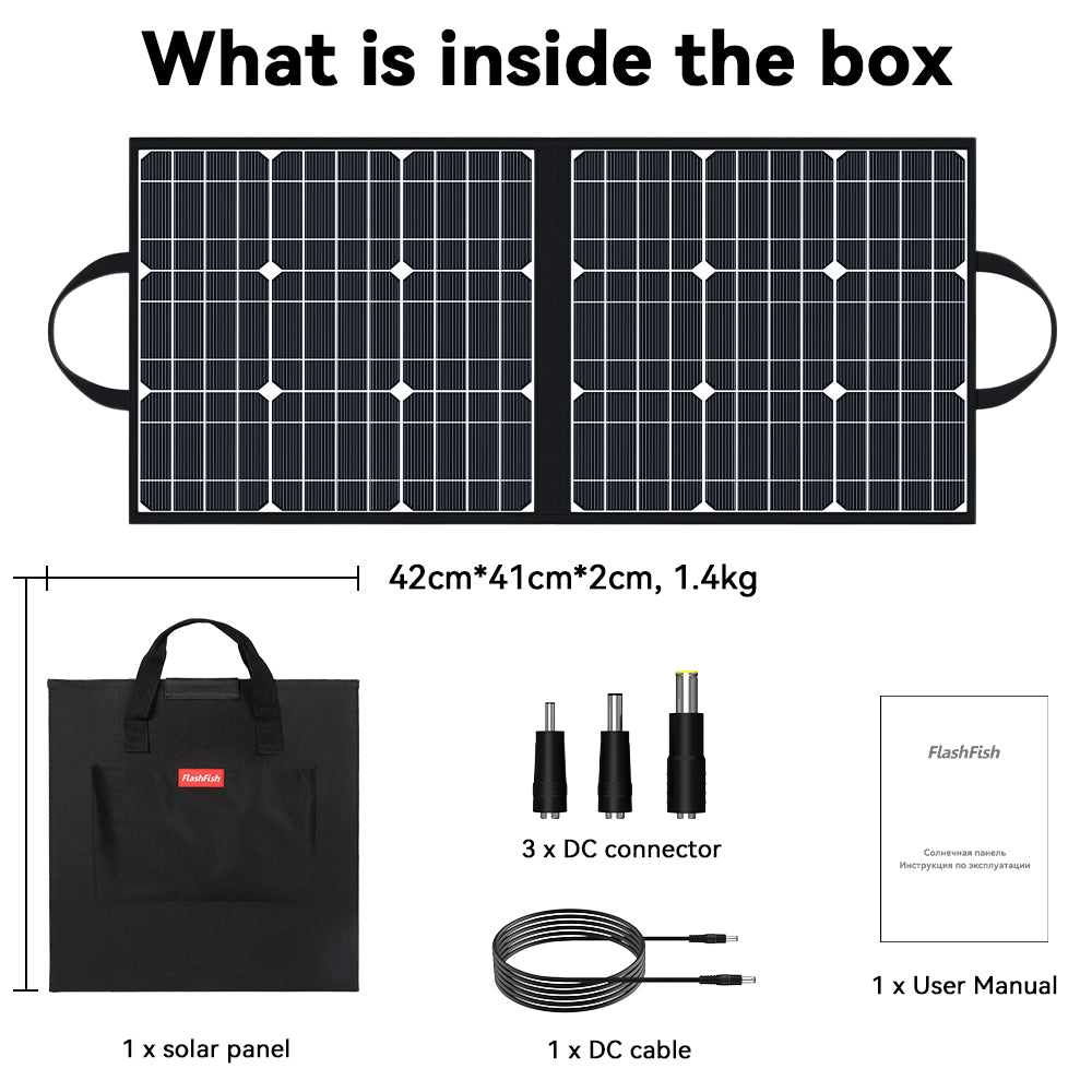 FlashFish E200 Solar Gnerator Kit丨AC Output 200W, 151Wh Battery, 50W / 60W Solar Panel