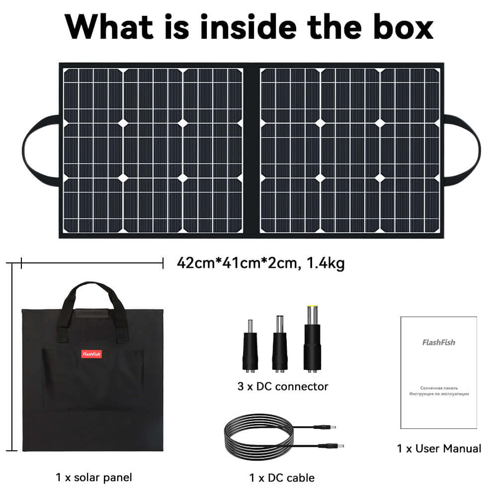 FlashFish E200 Solar Gnerator Kit丨AC Output 200W, 151Wh Battery, 50W / 60W Solar Panel