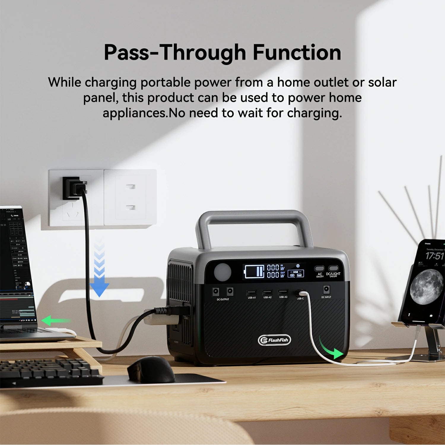 FlashFish BP030B Portable Power Station |【LFP】300W+230.4Wh US ro EU