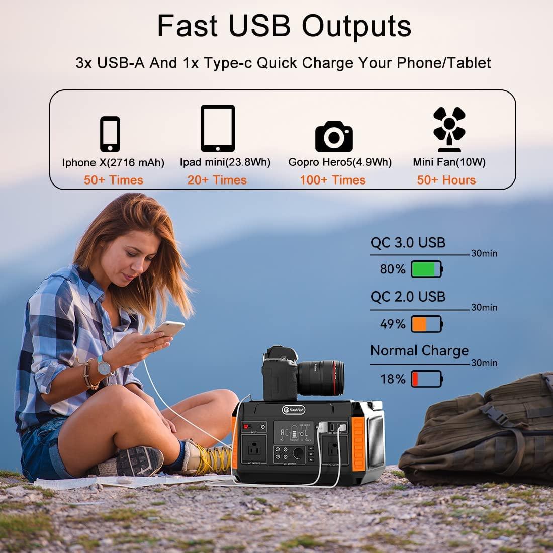 FlashFish P60 Portable Power station | 560W 520Wh/140400mAh