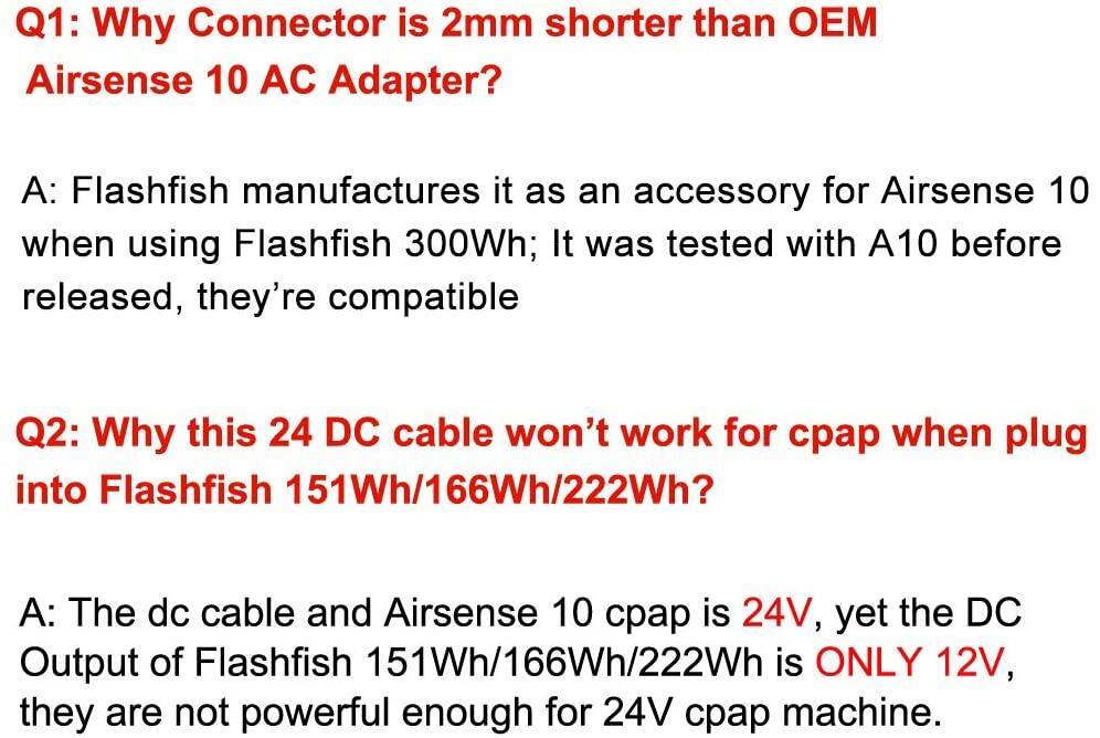 24V 3.8A DC Cable Compatible with S10 CPAP Machine, only for Flashfish EA300