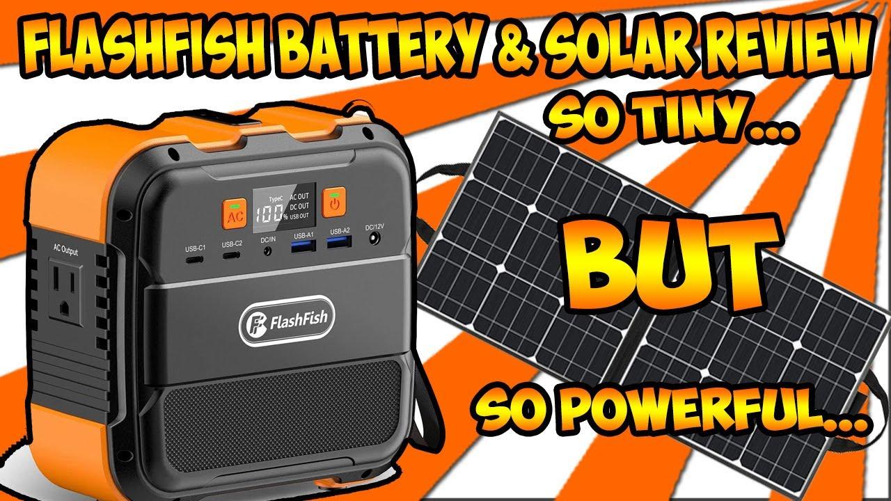 FlashFish Portable Battery & Solar Review, TINY BUT POWERFUL! Camping, Preppers, Storms, Tailgating - Flashfish Solar Generator