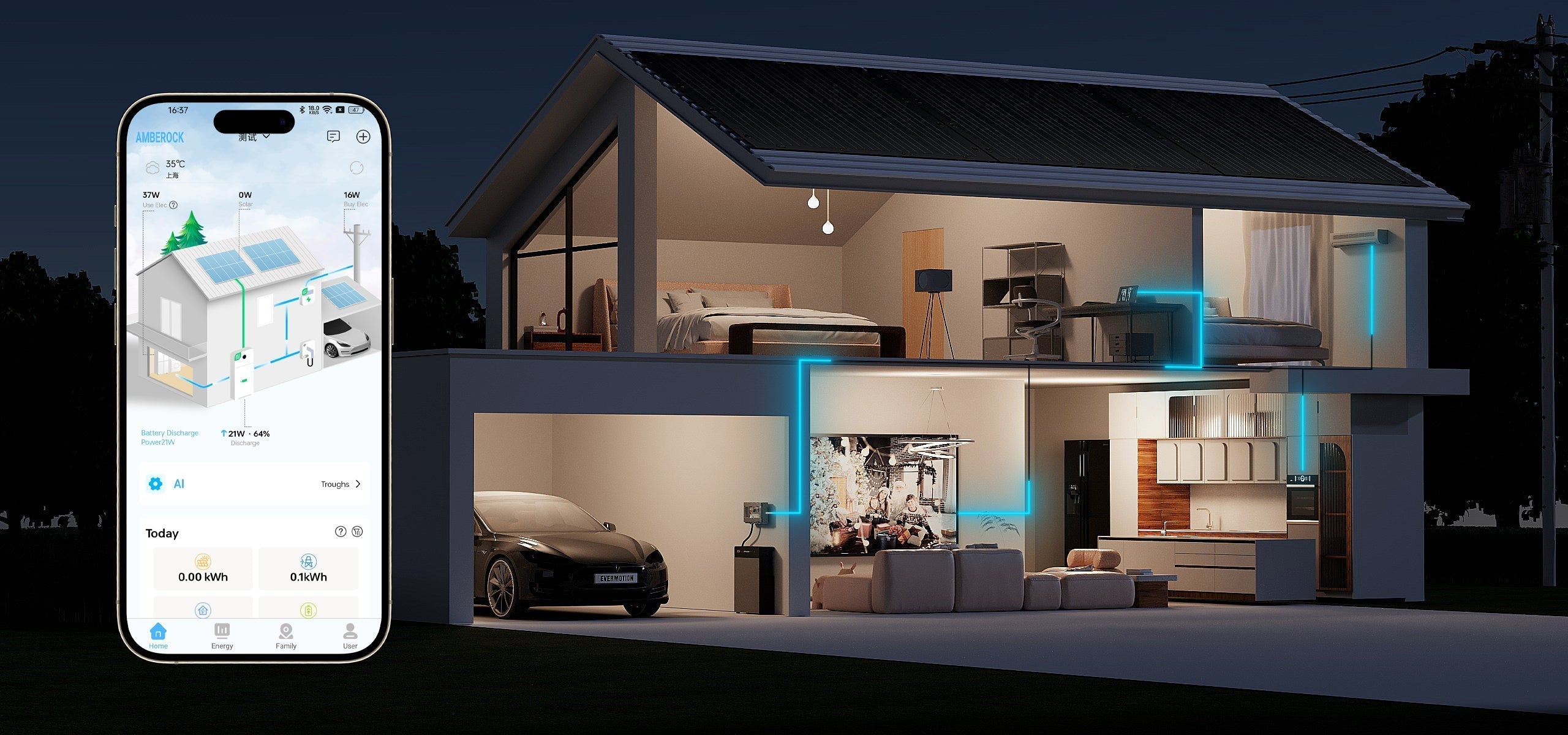 FlashFish SR5000 home energy storage system monitoring illustration