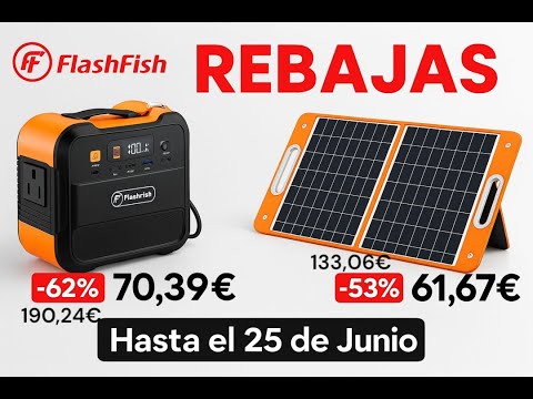 MINI ESTACIÓN DE ENERGÍA A101 Y PANEL SOLAR PLEGABLE TSP 60 ¡¡ EN REBAJAS !! FLASHFISH by Producciones Galiano — YouTube video thumbnail