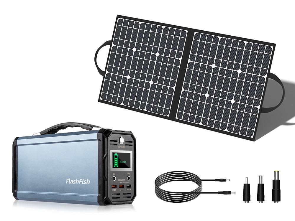 FlashFish G300+SP50 太阳能发电机组 | 222Wh电池+50W太阳能电池板