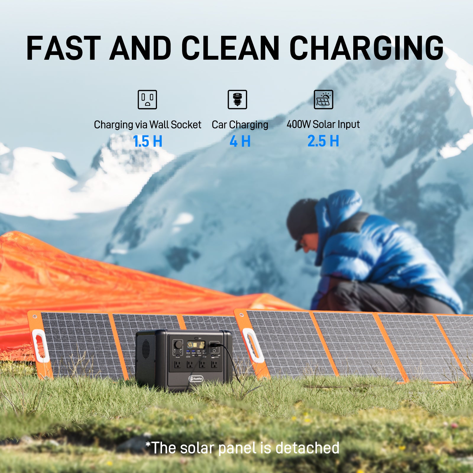 Flashfish T1200PRO+TSP100 Solar Generator Kit |【LFP】1200W+100W  US ro EU