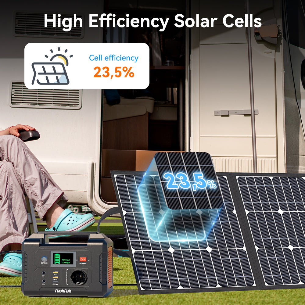 FlashFish E200 Solar Gnerator Kit丨AC Output 200W, 151Wh Battery, 50W / 60W Solar Panel