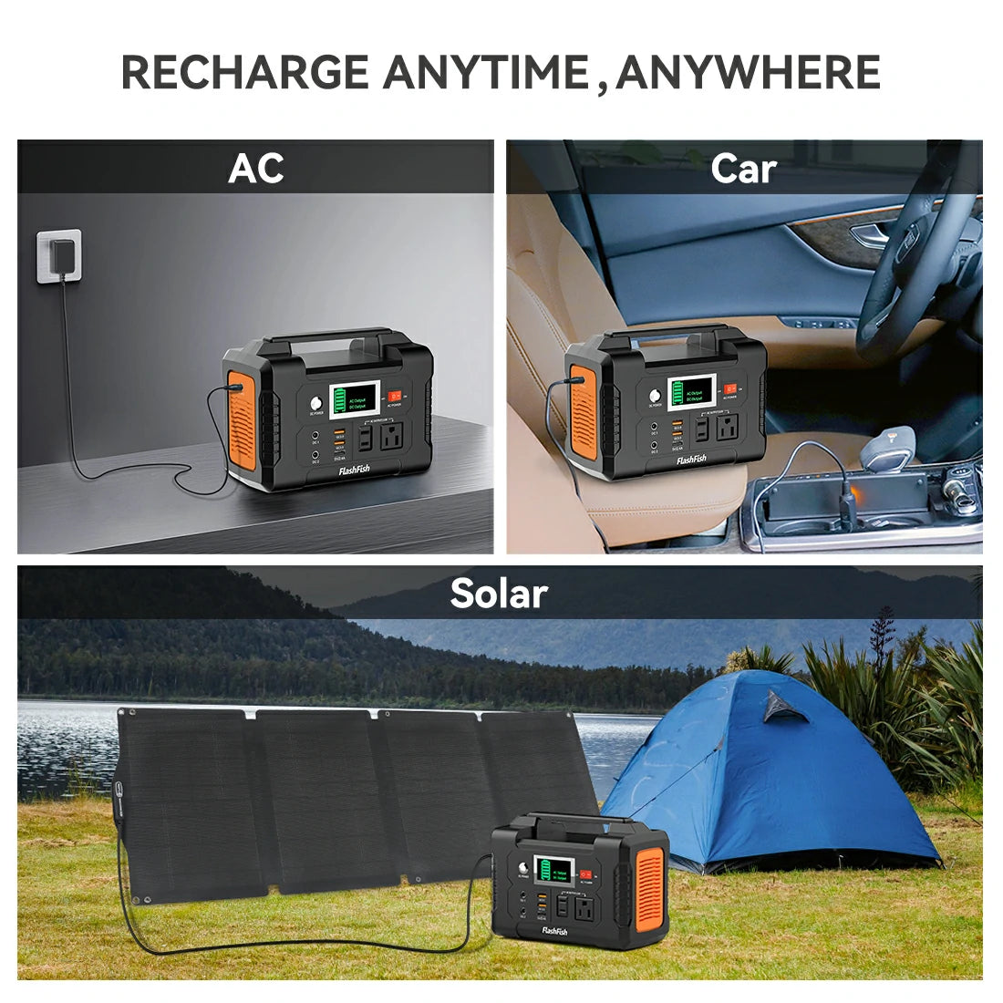 FlashFish E200 Portable Power Station +YSP60W Portable Solar Panel | 200W 151Wh+60W FlashFish