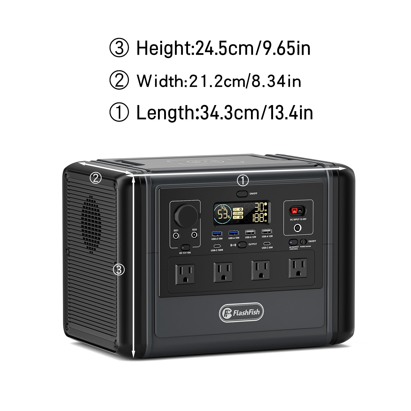 【LFP】Flashfish T1200S Portable Power Station | 1200W 768Wh/240000mAh | Pure sine wave | Lithium iron phosphate battery