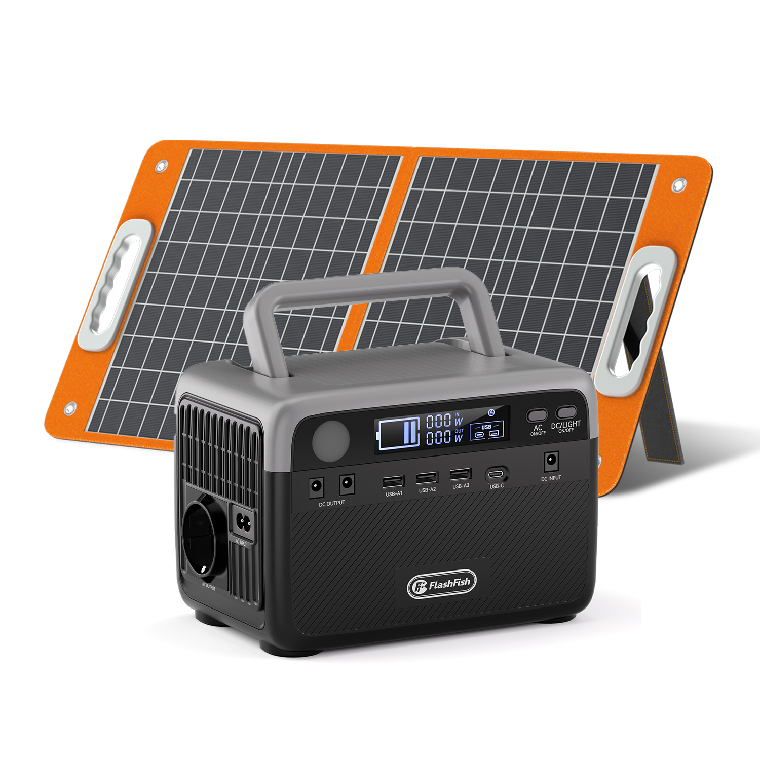 FlashFish BP030B portable power station with front ports and handle, 300W output and 230.4Wh LiFePO4 battery