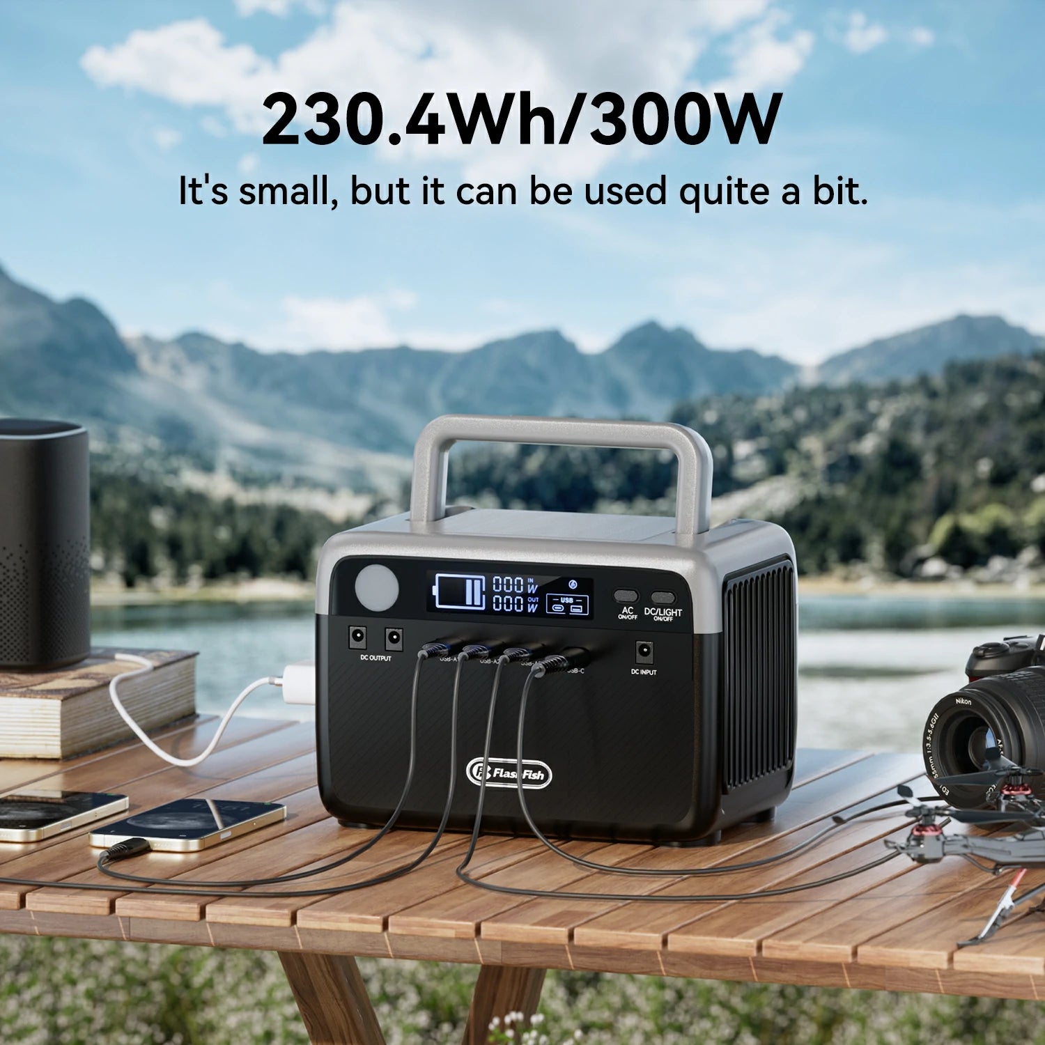 FlashFish BP030B Portable Power Station |【LFP】300W+230.4Wh  US ro EU