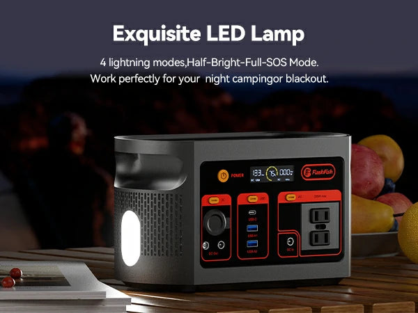 FlashFish E103 portable power station scene image for camping and outdoor backup power