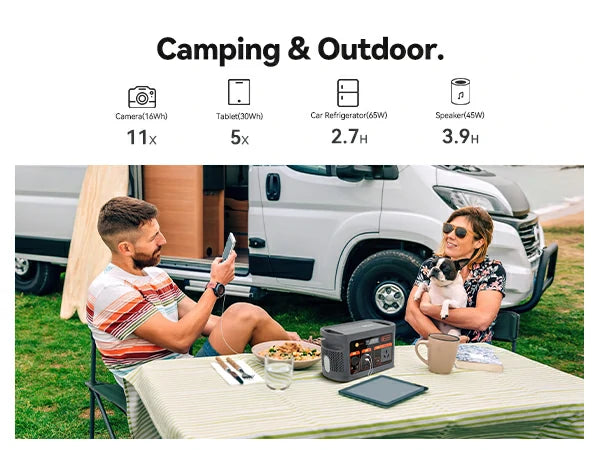 FlashFish E103 portable power station scene image for camping and outdoor backup power