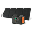 FlashFish E200 portable power station charging with a foldable 60W solar panel