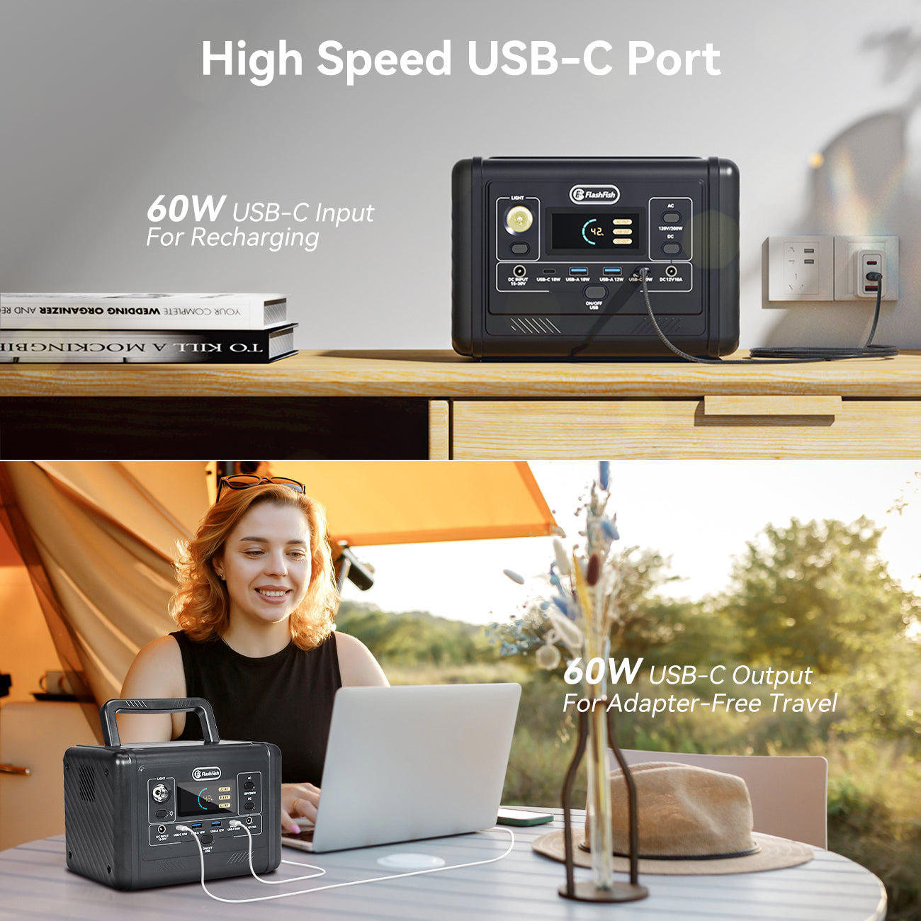 【LFP】Flashfish T200 Portable Power Station | 200W 153.6Wh/48000mAh